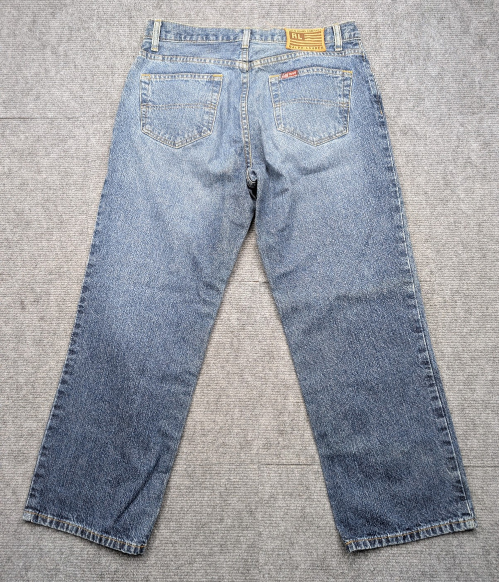 Ralph Lauren Polo Jeans Women 6 Cropped Wide Leg Vintage 90s Fade Y2K Blue Denim